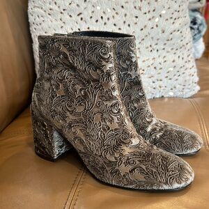Stuart Weitzman velvet booties in olive green